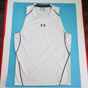 Under Armour HeatGear sleeveless compression shirt white men's size XL